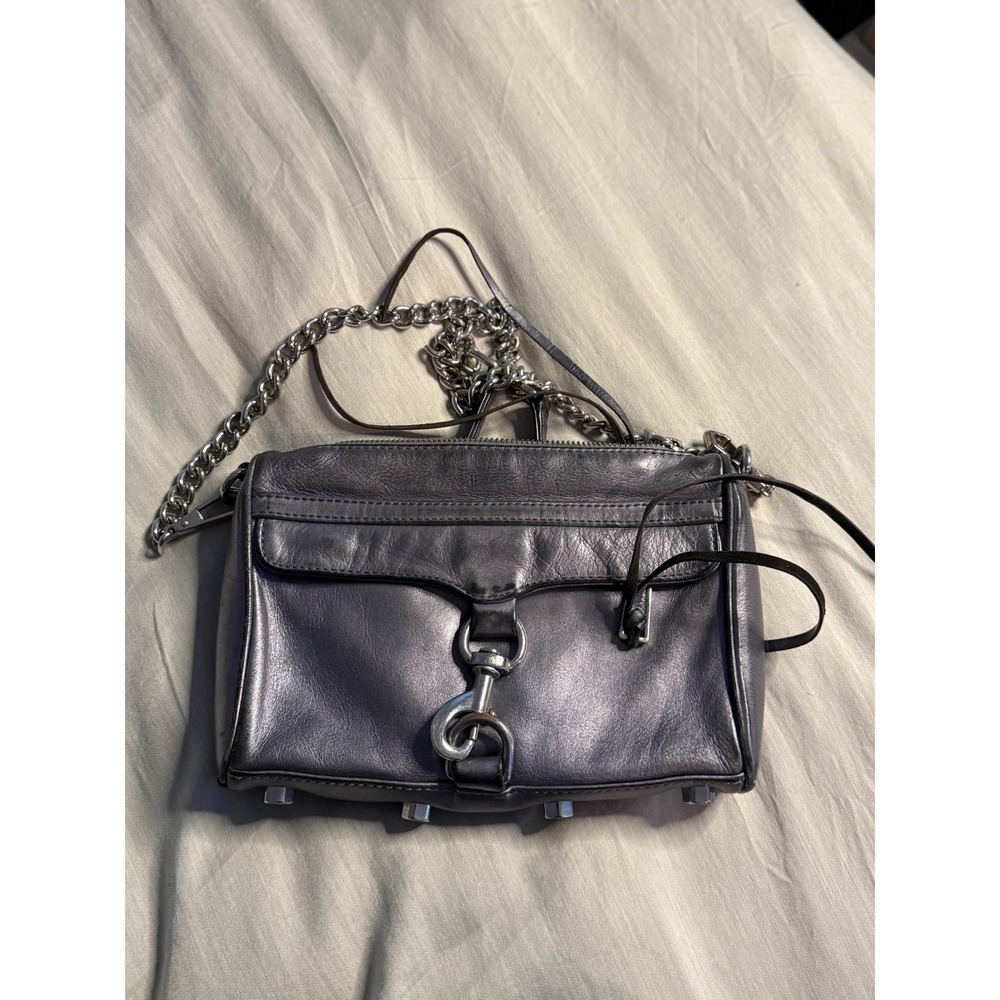 Rebecca Minkoff‎ MAC Crossbody Bag Gunmetal Leather Silver Hardware indie sleeze